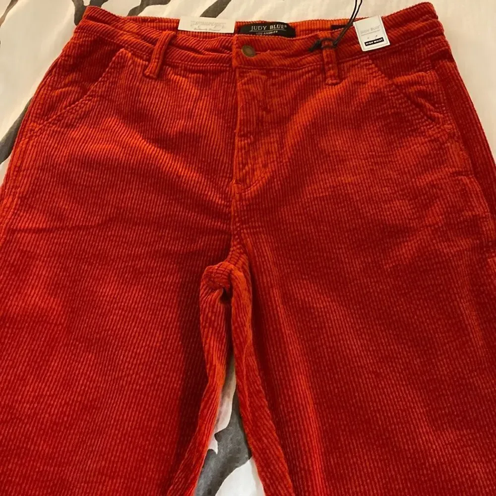 Judy Blue Slim Fit High Waist Rust Cotton Stretch Corduroy Jeans Size 31